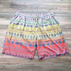Caribbean Swimwear Men Tropical Swim Trunks 2XB Elastic Waist 40 In